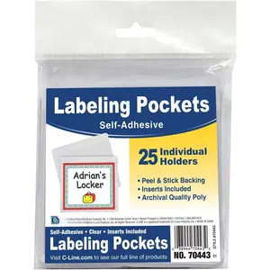 -70443 Self-Adhesive Labeling Pockets, Pack of 25, 3-1/2 x 2-3/4 in