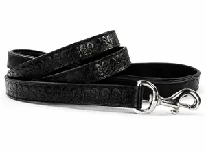 Full Grain Leather Skull Dog Leash Handmade Heavy Duty Western Style