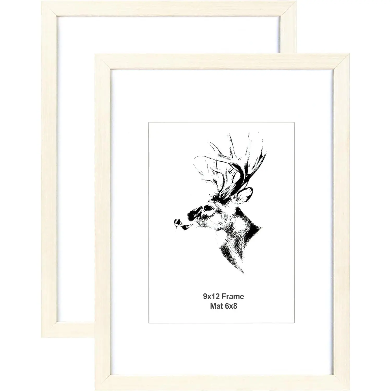 9x12 White Picture Frame with Mat for 6x8 Set of 2, Solid  Photo Frame 9x12 with Tempered Glass for Horizontal and Vertical Wall Mounting (2 pack, White)