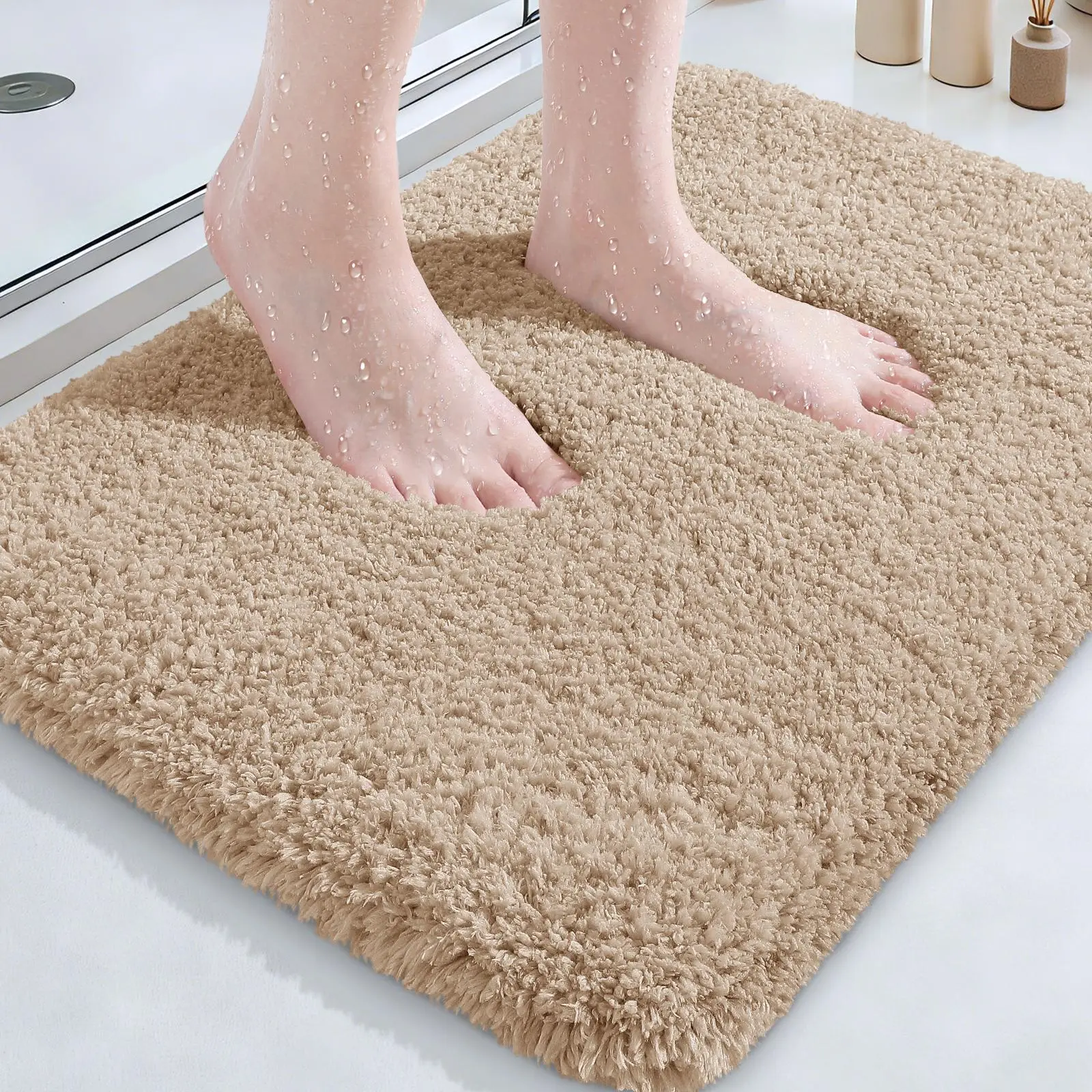 ACCUMTEK 1-3 Piece Modern Microfiber Thick Fluffy Tufted Bathmat Set - Anti-Slip, Water-Resistant, Super Absorbent, Quick Dry, Machine Washable Bathroom Rugs, Shower Mats, Bathroom Decor in Fresh Teal