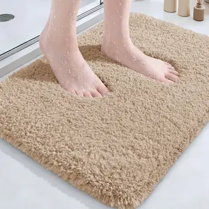 ACCUMTEK 1/3 Piece Microfiber Thick Bathroom Carpet Set, Flurry Non Slip Plush Bath Rug, Ultra Soft Absorbent Machine Washable Toilet Mat for Tub, Shower, Bathroom