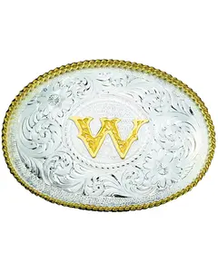 Montana Silversmiths Unisex Engraved Initial W Western Belt Buckle - 700W