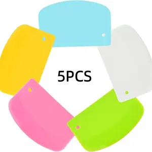 5pcs Dough Cream Scraper Set, Flexible Plastic, Sharp Edges & Angles, Non-Slip Baking Tool, Sculpting & Modeling Tools