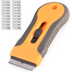 Razor  Scraper, 1 Pack Plastic Retractable Glass Scraper with 20 count Extra , Windshield Sticker Remover for Windows Metal Vinyl  Glue