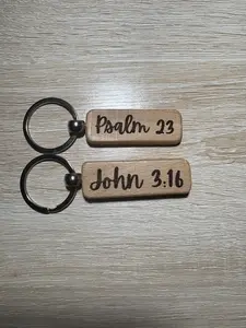 Bible Verse Wooden Keychains, Customized Christian Keychains, Laser Engraved