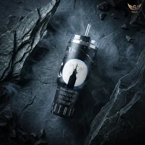 Bat Signal - Gotham Dark Knight City Quote 40oz Tumbler Design Moon Art with Vacuum Insulated Stainless Steel Cup with Comfort Handle & Leak-Proof Straw Hot Cold Beverage Container for Comic Book Fans Birthday Gift Super Hero Lovers