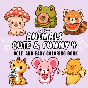 Animals Cute & Funny 4: Bold and Easy Coloring Book for Kids and Adults, 40 Relaxing Stress Relieving Designs (Bold and Easy Coloring Books)
