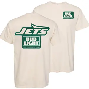 Jets Game Day T-Shirt, Green Sports Logo with Beer Graphic, 2 Sides Design, Soft Cotton Blend Shirt, Tailgate Party Apparel for Men & Women, Football Fan Gift