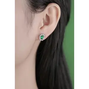 1 Carat Lab-Grown Emerald Stud Earrings