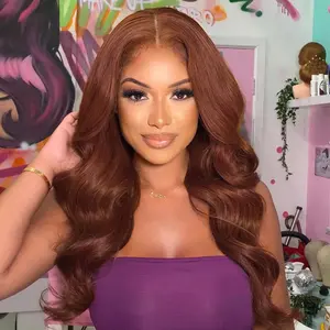 Recool Hair Copper Brown Ready to Go Glueless Human Hair Wigs Body/Straight 6×5 HD Lace Closure Wig For Women 100% Human Hair