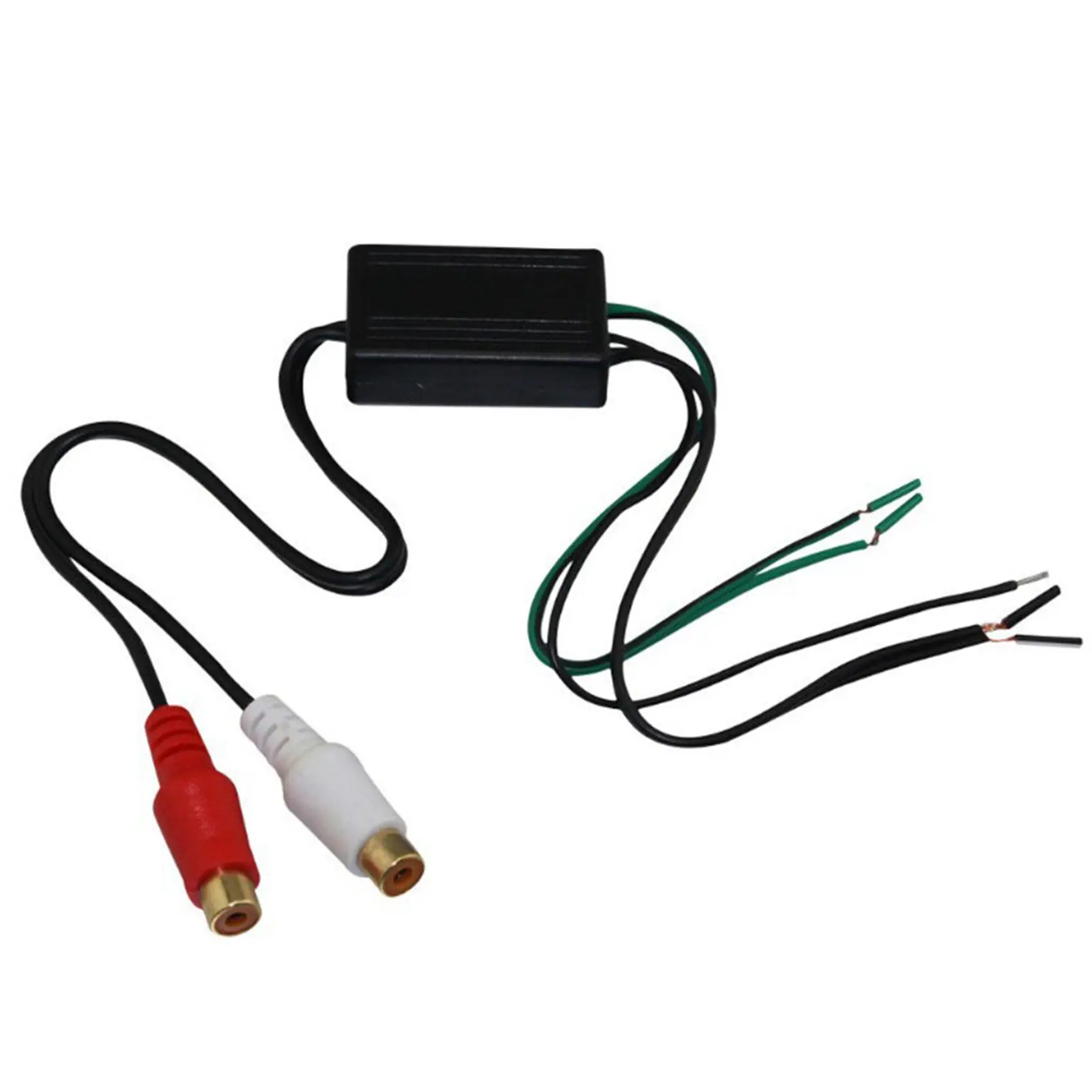 Car Audio Speaker to 2 RCA Line Output Converter - Metal-Plastic Build, High/Low Input-Output Compatibility, As Shown