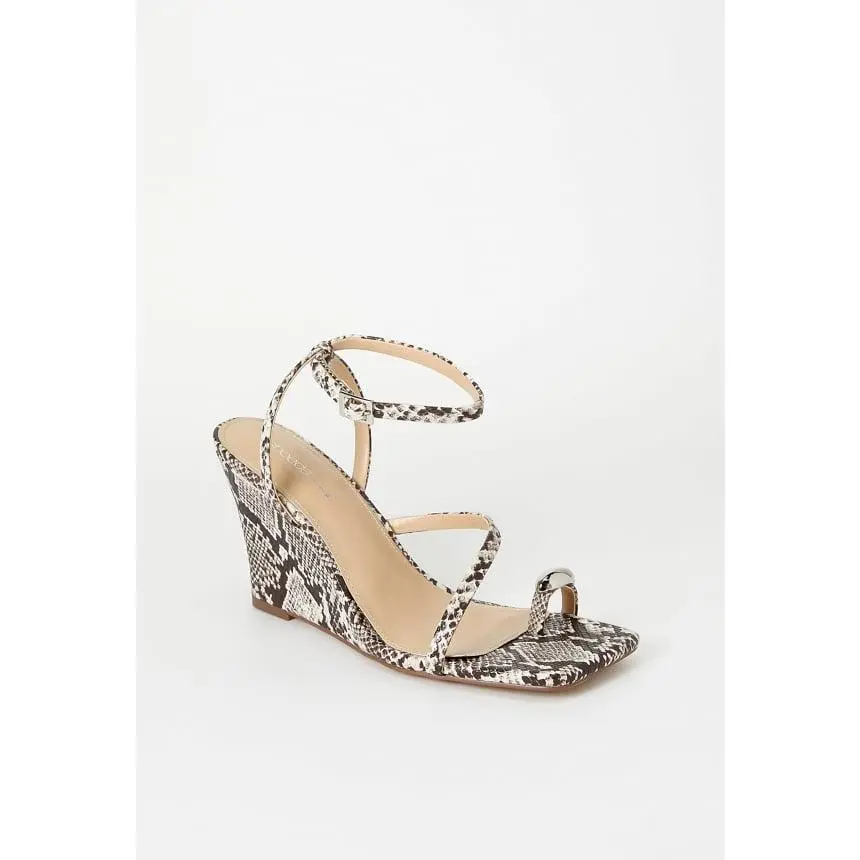 Women's Heels, Strappy Snake Print Faux Leather Wedge Sandals, Comfortable Heels with Toe Loop for Summer Party Wear, Heels For Women, Statement Shoes