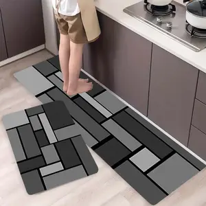 1/2pcs Kitchen Rug Set, Kitchen Rugs Sets, Background Design, Non-Slip Backing, Polyester Mats, Home Decor & Holiday Gifts