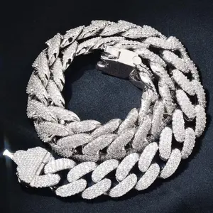 18MM Hiphop Jewelry High Quality Miami Fashion Trend New Spring Buckle Full Zircon Necklace Icy Iced Out Cuban Link Chain for Men Fashion Party Gfit