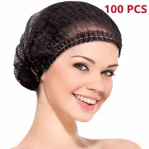 Disposable Bouffant Caps 21 Inch Black Non-Woven Hair Nets with Elastic Band for Food Service Salon Cleaning & Workshop Use 100PCS