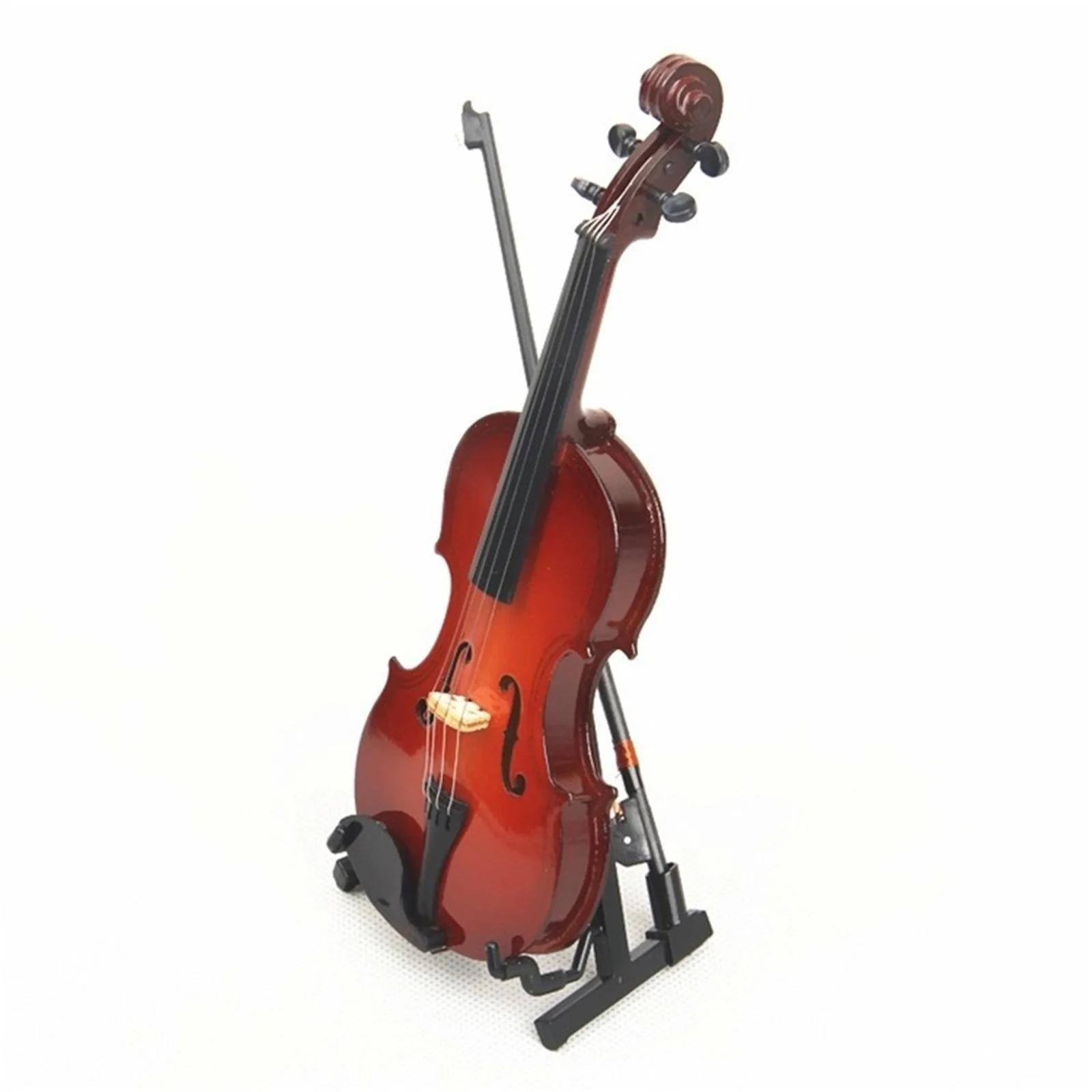 Tiny Violin,Wooden Miniature Violin Mini Musical Instrument,Mini Stuff, Model Home Decoration,for Desktop, Living Room, Bedroom