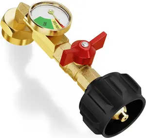 Propane Refill Adapter with Gauge & Shut Off Valve | Refill 1 lb Propane Bottles from 20 lb Tank | QCC1 Type 1 Connector for Camping, BBQ, Heater & Outdoor Use