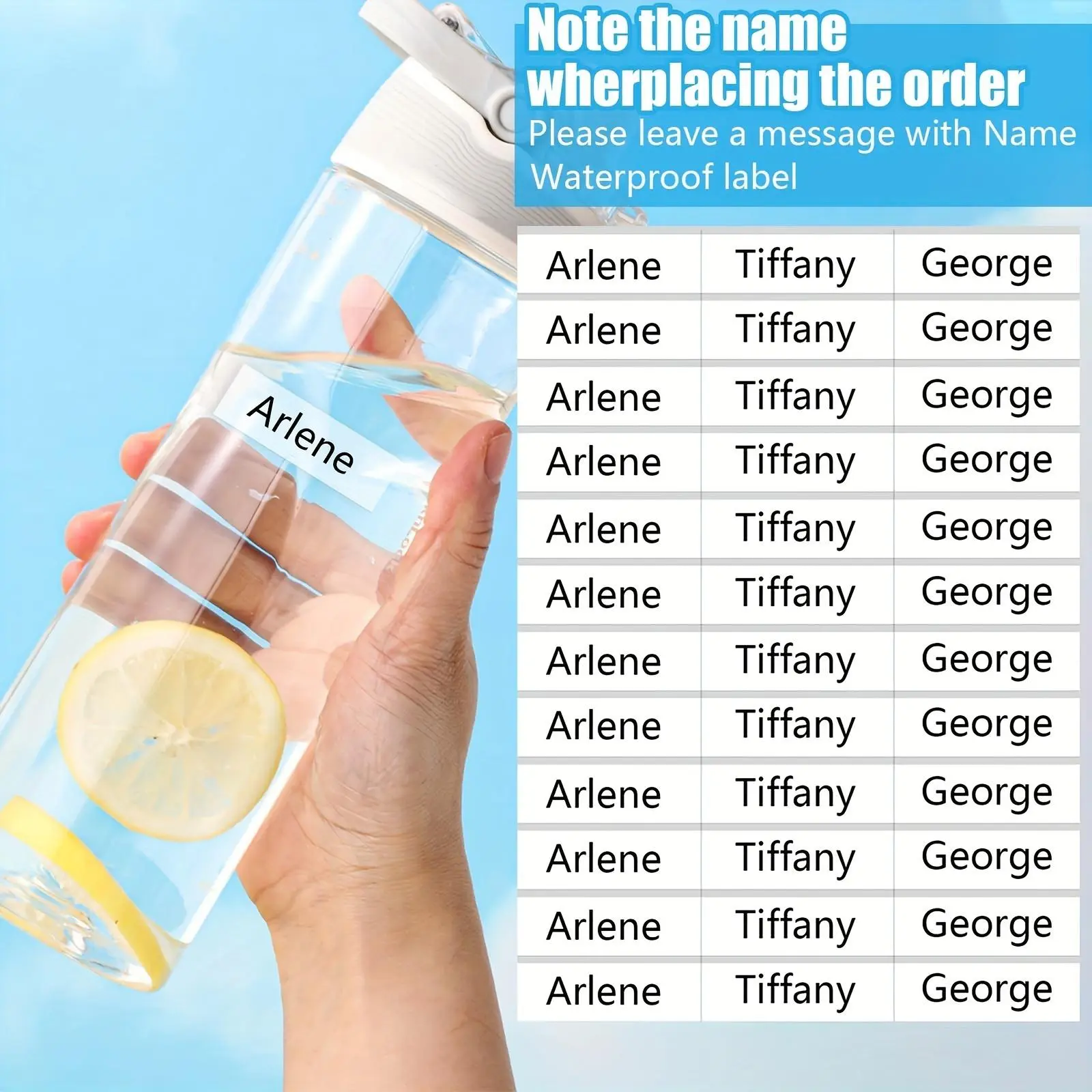 Personalized Label Stickers - T1-Custom Name Stickers for Water Bottles, Cups, and Children's Stationery Transparent&Waterproof