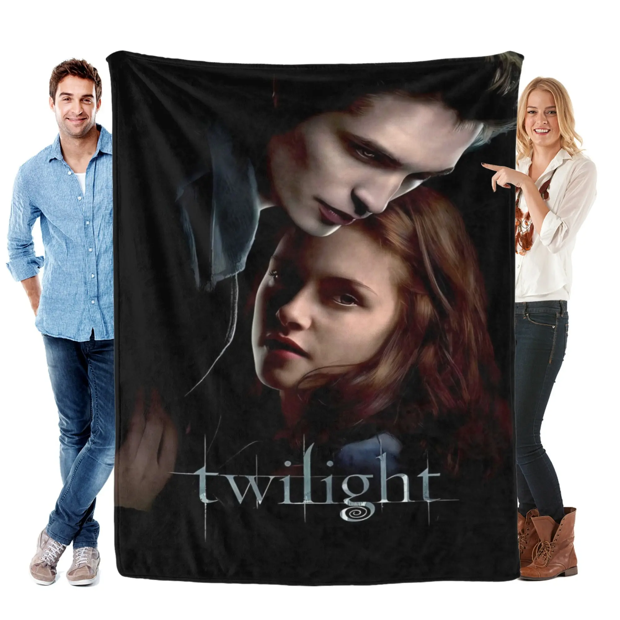 Twilight Throw Blanket, Vampire Romance Movie Inspired Soft Fleece Blanket, Edward And Bella Character Artwork Cozy Warm Plush Blanket For Bed Sofa Couch Bedroom Decor, Perfect Gift For Twilight Fans