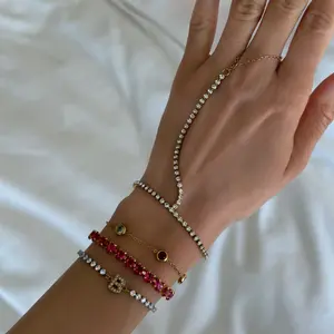EVRY JEWELS Gold or Silver Plated Women's Hypoallergenic Icy Tennis Hand Chain