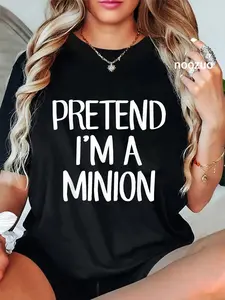100% Cotton Unisex Pretend I'm A Minion Costume Family Lazy Easy Halloween T-Shirt Casual Top