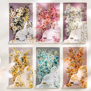 60 minimalist large size stickers Flower strip theme PET waterproof material Vintage style Self adhesive DIY journal decoration scrapbook sticker pack