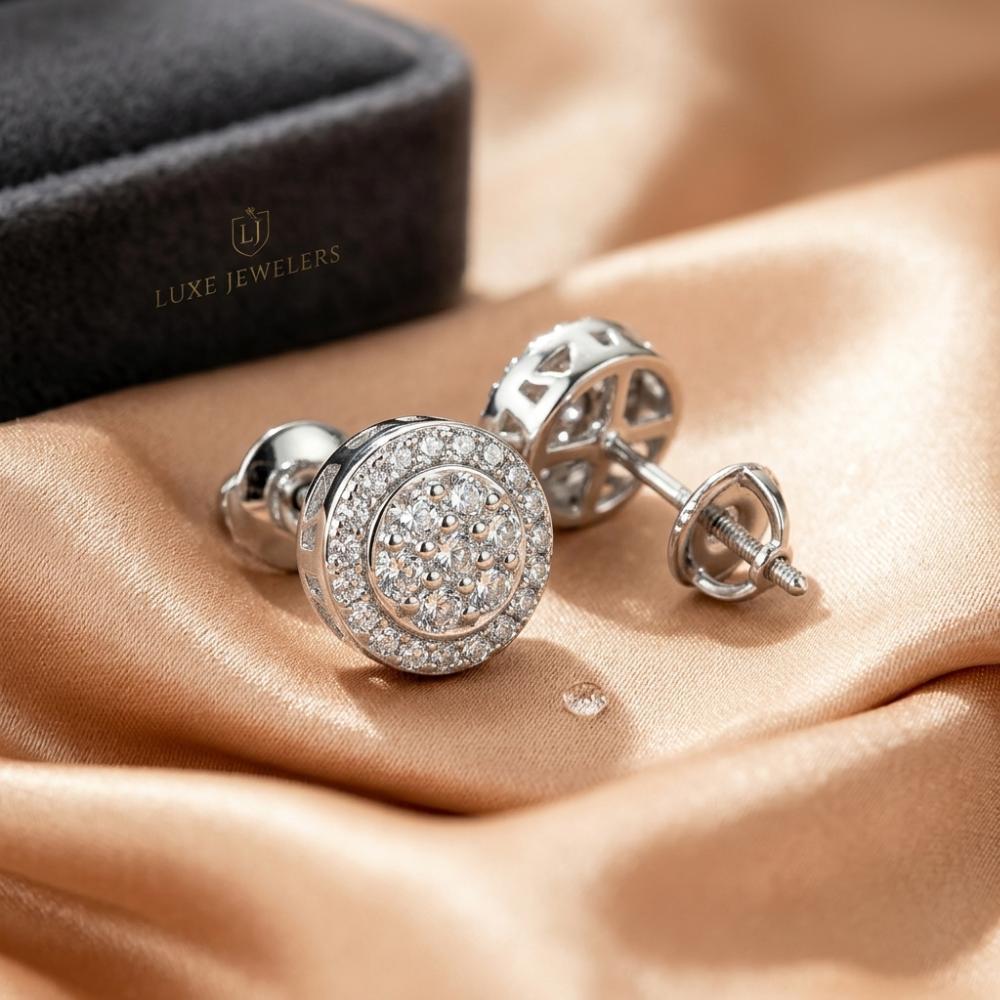 Classic Full Pavé 6mm CZ Stud Earrings for Women - Unisex Silver-Plated Cluster Earrings, Meaningful Anniversary Birthday Gift, Everyday Wear Jewelry