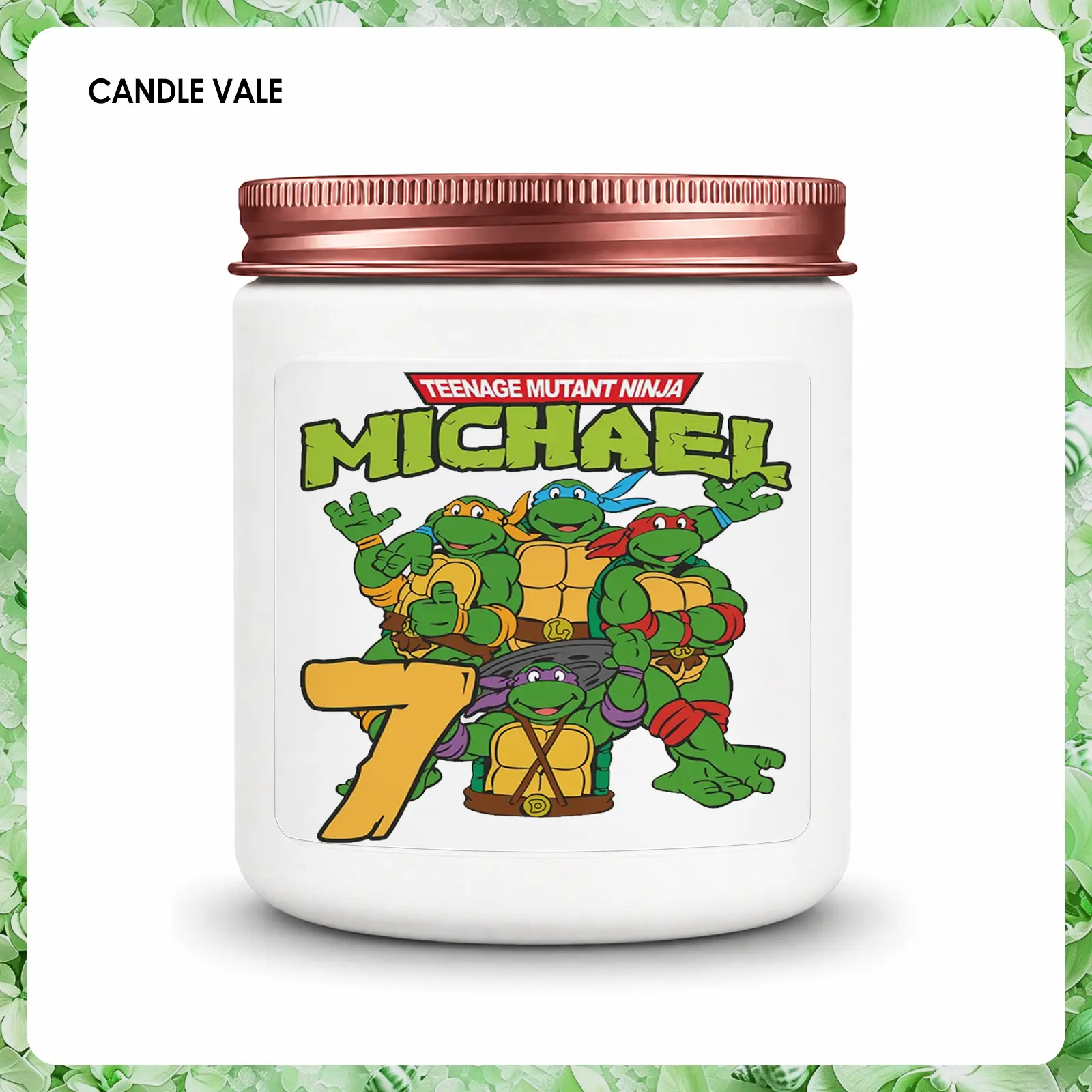 1Pc Handmade Scented Soy Candle, Retro Ninja Turtle Number Age Print Fragrance Candle, Boys Kids Halloween Christmas Birthday Holiday Party Gift, 50-Hour Burn, Bedroom Game Room Home Fragrance Decor