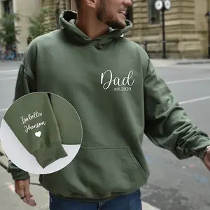 Personalized Dad Hoodie with Kids Names on Sleeve, Father's Day Gift, New Dad, Daddy To Be, Men's Gift, Dad and Son, Daughter Shirt Custom Kids Name