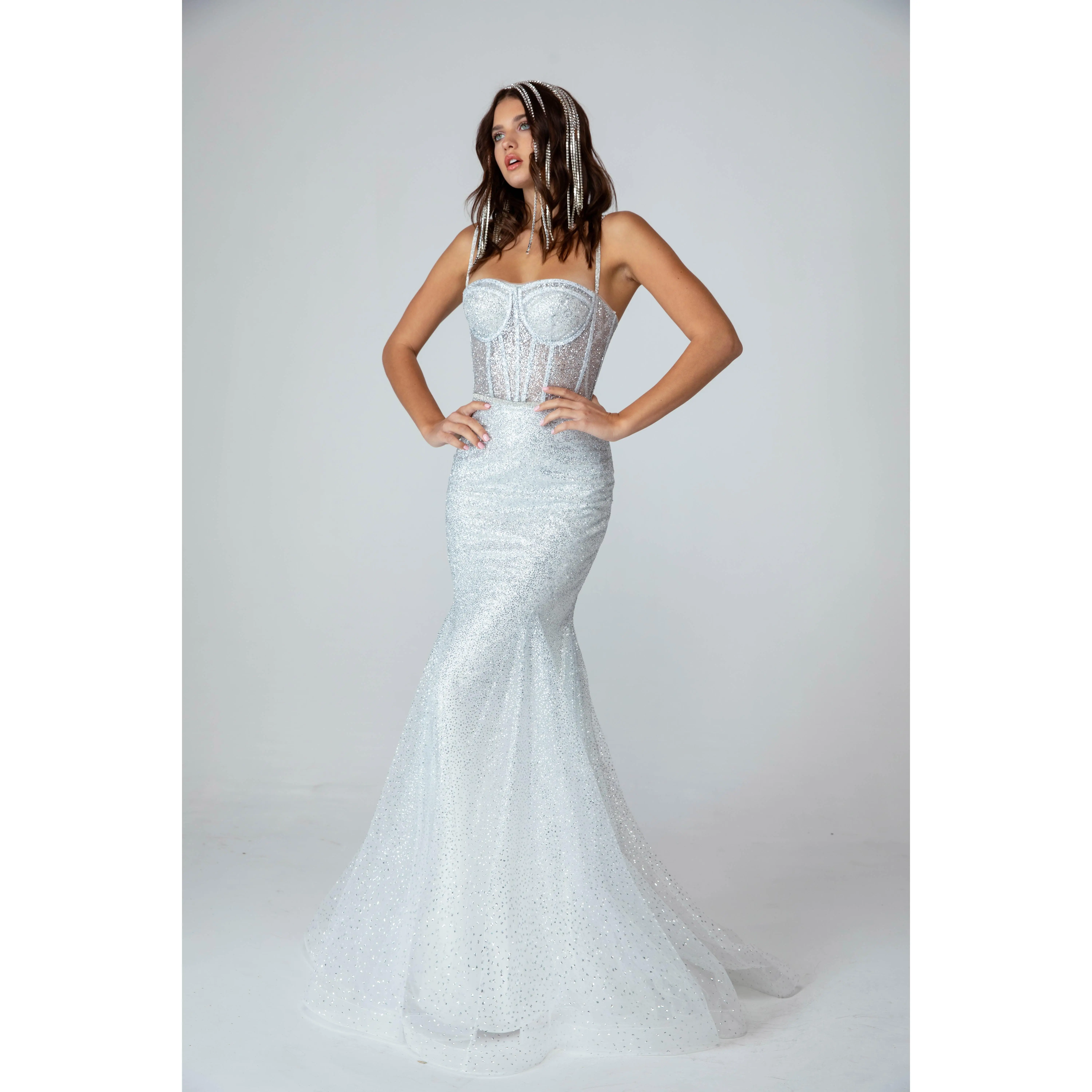 Silver / Black Glitter Mermaid Wedding Dress
