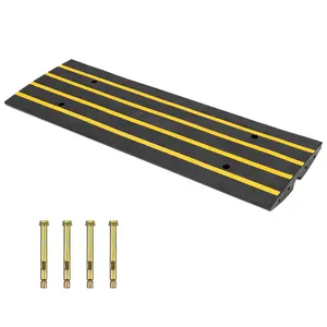 Heavy Duty Rubber Curb Ramp for Driveway, 2.4" Rise Height Threshold Ramps, 33000 Lb Capacity & 1-Channel Design for Loading Dock Warehouse Garage Sidewalk, 48"x16"