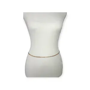 Pave Rhinestone and Paperclip Belly Chain Set