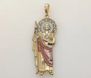 Plated Tri-Color Saint Jude Thaddaeus Pendant