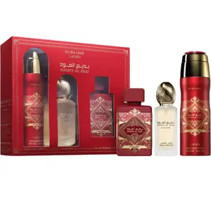 Lattafa Badee Al Oud Sublime for Unisex 3 Piece Set (3.4 Oz Eau de Parfum Spray + 1.7 Oz Hair Mist + 6.7 Oz Deodorant Spray)