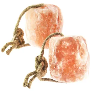 UMAID Himalayan Salt Lick 6 lbs On Rope for Horse, Deer, Goat, and Livestock Animals - Himalayan Salt Block 2 Pack