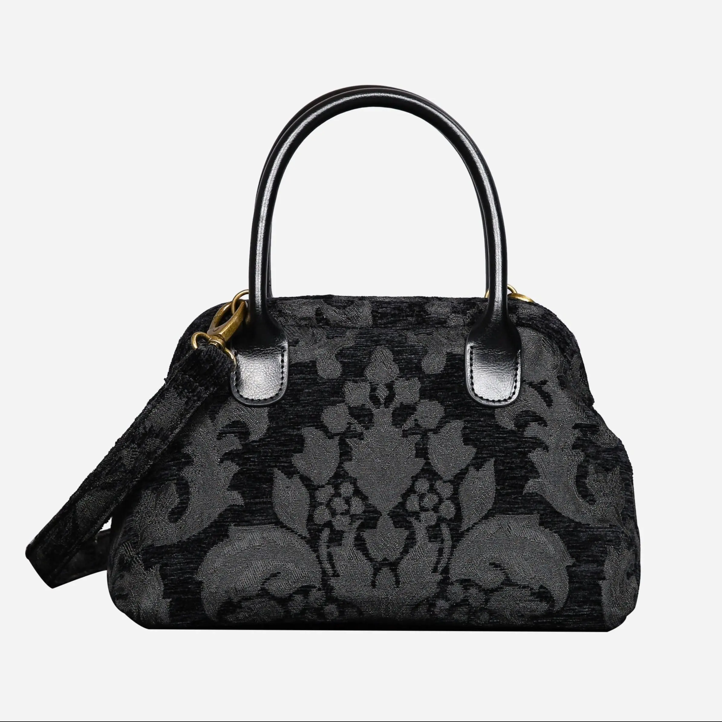 Victorian Blossom Black/Black Carpet Satchel