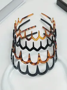 2pcs Wavy Serrated Headbands, Wide Leopard Print Minimalist Non-Slip Headbands, Unisex, Hair Care Accessories, Headbands, Zigzag Headbands, Hair Accessories Hairband