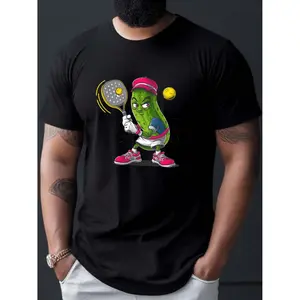 Stylish Men's Graphic T-Shirt For Pickleball Enthusiasts With Comfortable Round Neck And Short Sleeves