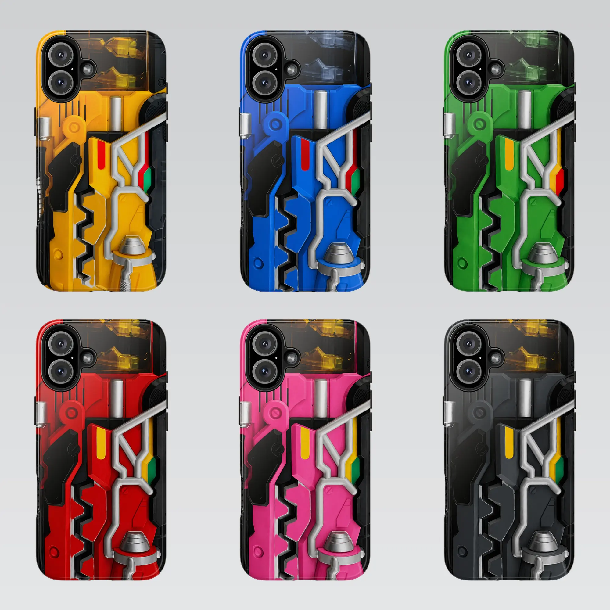 PR Dino Charge Morpher Phone Case Collection - Choose Red, Blue, Green, Yellow, Pink, or Black Ranger Dino Com Design - Durable Protective Smartphone Cover for iPhone17 ProMax /16/15/14/13/12/11 Plus for Samsung phones, suitable for both men and women,