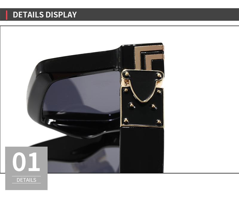 Oversized Fashion Luxury Brand Style Sunglasses, 100% UV Protection, Thick Square Frame, Women Unisex, Black and Gold Color Combination and Black on Black