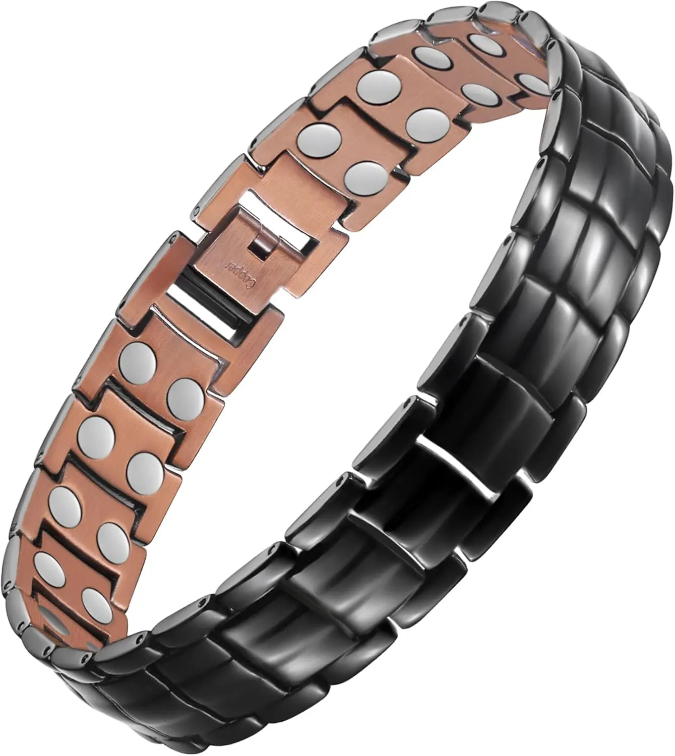 High Quality Copper Bracelet for Men, Polished Wide Link Energy Magnetic Band with 46 Double Row Magnets, Adjustable with Sizing Tool, High Quality Bracelet, Energy Magnetic Bracelet