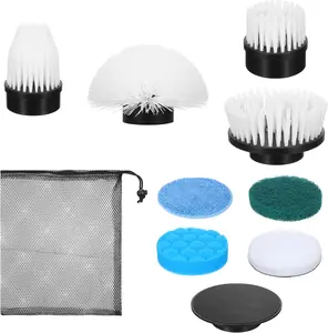Electric Spin Scrubber Replacement Brush Heads, 8 Pack Cordless Spin Scrubber Brush Replaceable Heads with Base and Storage Bag, Rotatable Cleaning Brushes for Household Bathroom Floor Tile Car