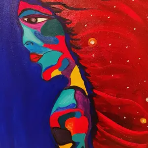 Oil on Canvas 18 x 24 - Abstract Artwork with Colorful Design Vintage Animal