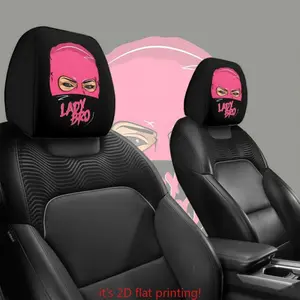2-piece face-covering female printed car headrest cover | Headrest protection decoration | Suitable for long-distance and road trips | Suitable for all seasons | Interesting and fashionable car interior accessory | Lightweight protection