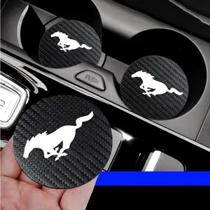 For Ford mustang 2 2Pcs Car Coaster Water Cup Bottle Holder Anti-slip Pad Mat Silica Gel Bottle Holder Pad Interior