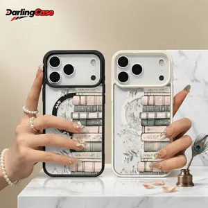 Darlingcase Floral Book Stack Magnetic Case Compatible with iPhone 17 16 Pro Max Plus 15 14 Clear Anti Scratch Silicone Acrylic Cover Wireless Charging Shockproof Protective Shell