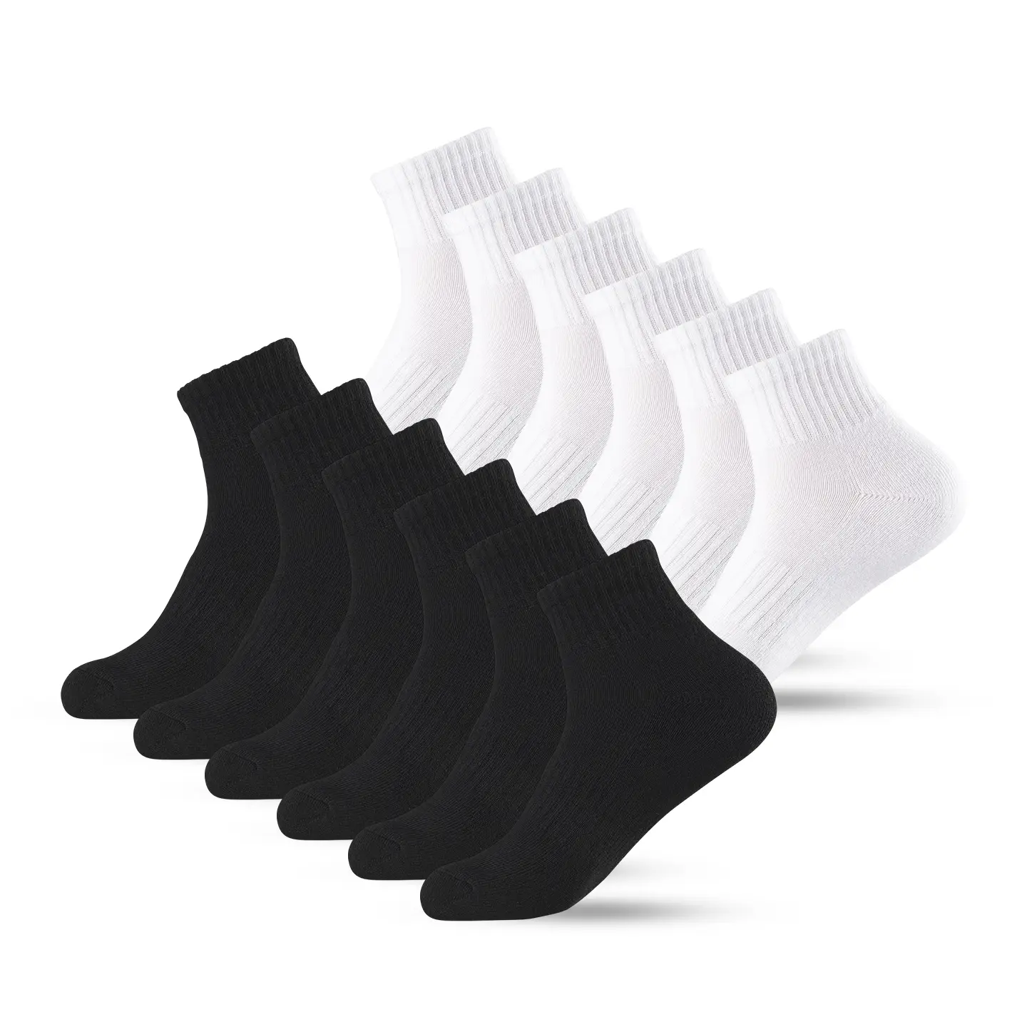12 Pairs Cushion Quarter Socks with Arch Support Cotton Unisex Athletic Sports Workout Running Comfort Sweat-absorbing Anti-Slip Comfy Value Pack