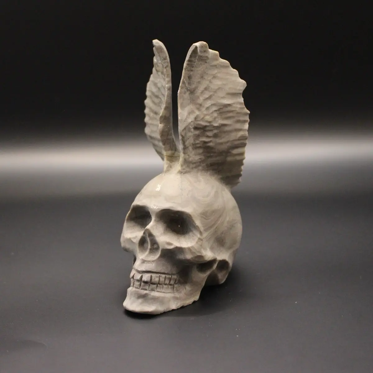 Jade Winged Skull Sculpture