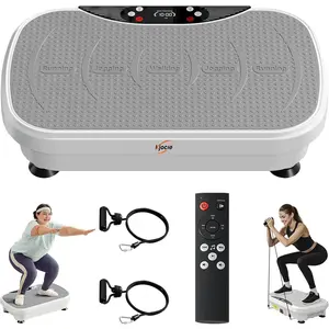 Vibration Plate Exercise Machine, Full Body Shaker Workout Vibration Plate for Lymphatic Drainage Weight Loss, Waver Vibrating Fitness Platform with Resistance Bands, Low Noise Home Fitness for Adults