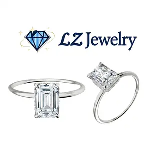 #07 (Emerald & Radiant 3CT) 925 Sterling Silver Synthetic Moissanite Ring